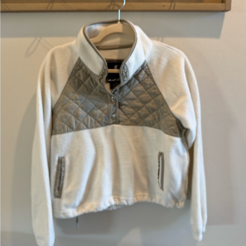 Kyoden Outdoor Cream and Green Fleece Quilted Pullover-Size  Medium